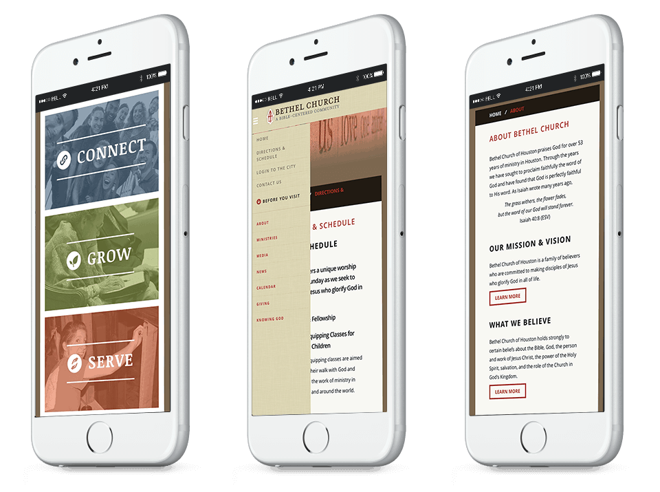 website design for churches on mobile devices