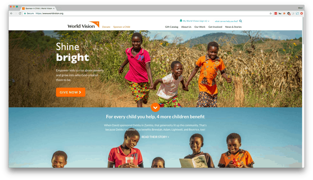 World Vision - Excellent Non-Profit Web Design