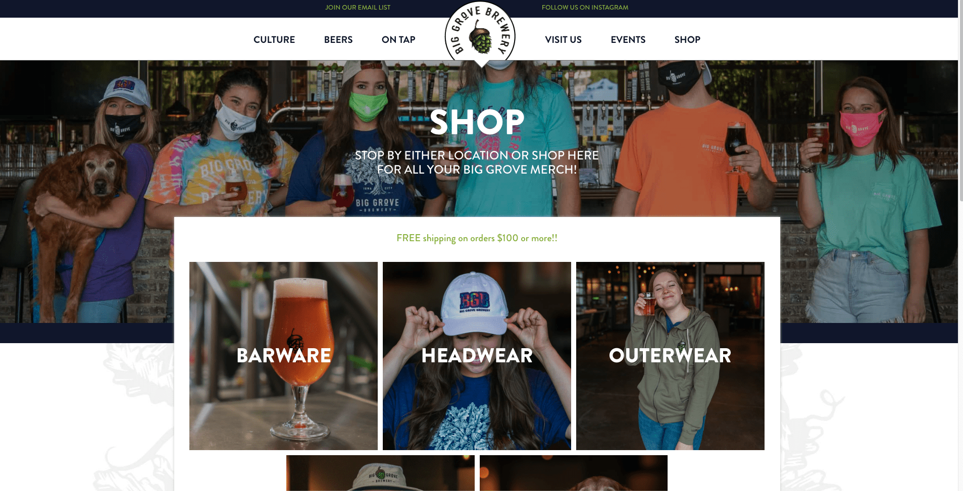 Big Grove Brewery Online Store